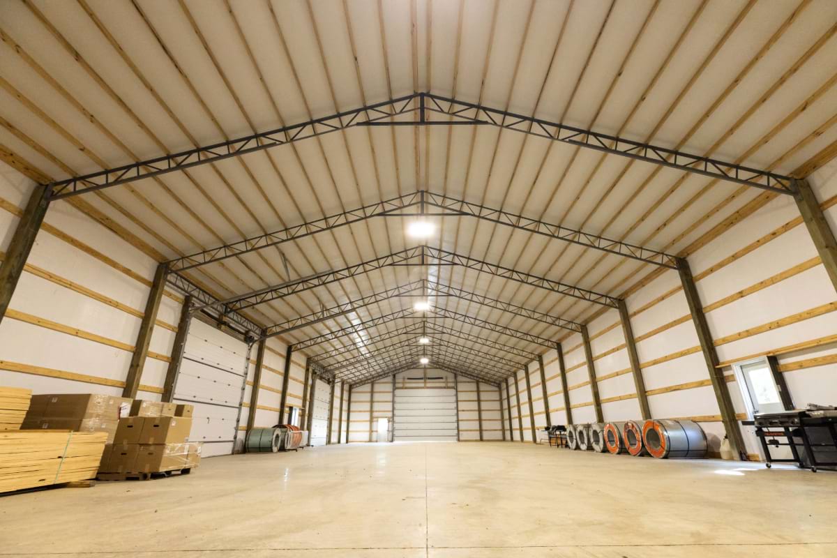 Blue Steel Manufacturing interior of post frame building