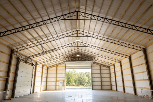 Blue Steel Manufacturing interior of post frame building